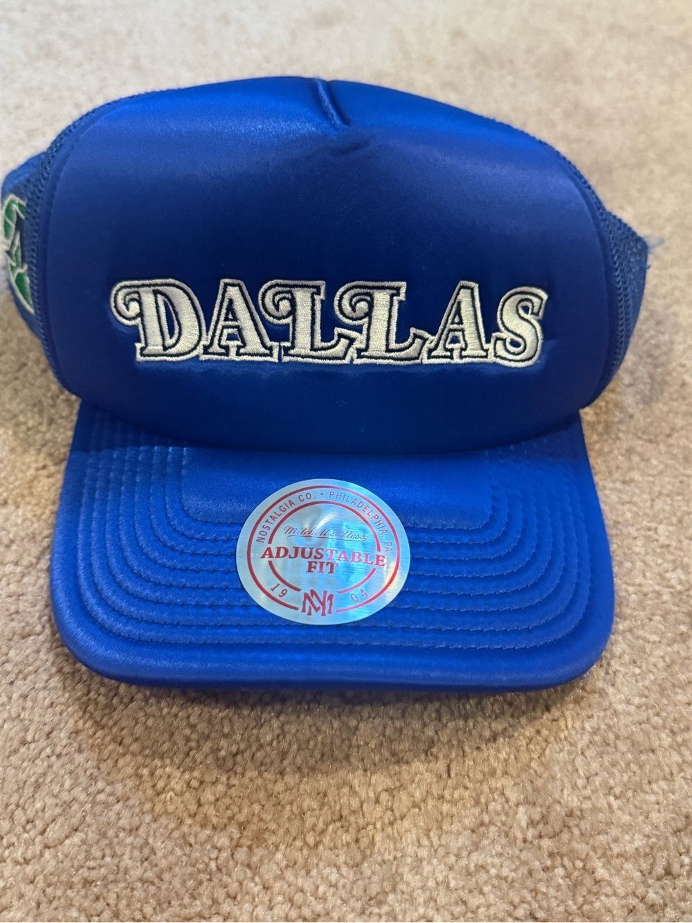 New Mitchell & Ness Dallas maverick satin trucker hat embroidered blue nba cap